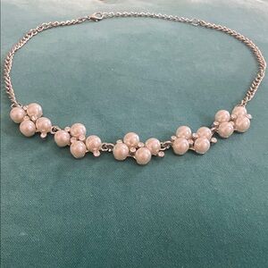 Elegant Pearl and Silver Necklace with matching bracelet
